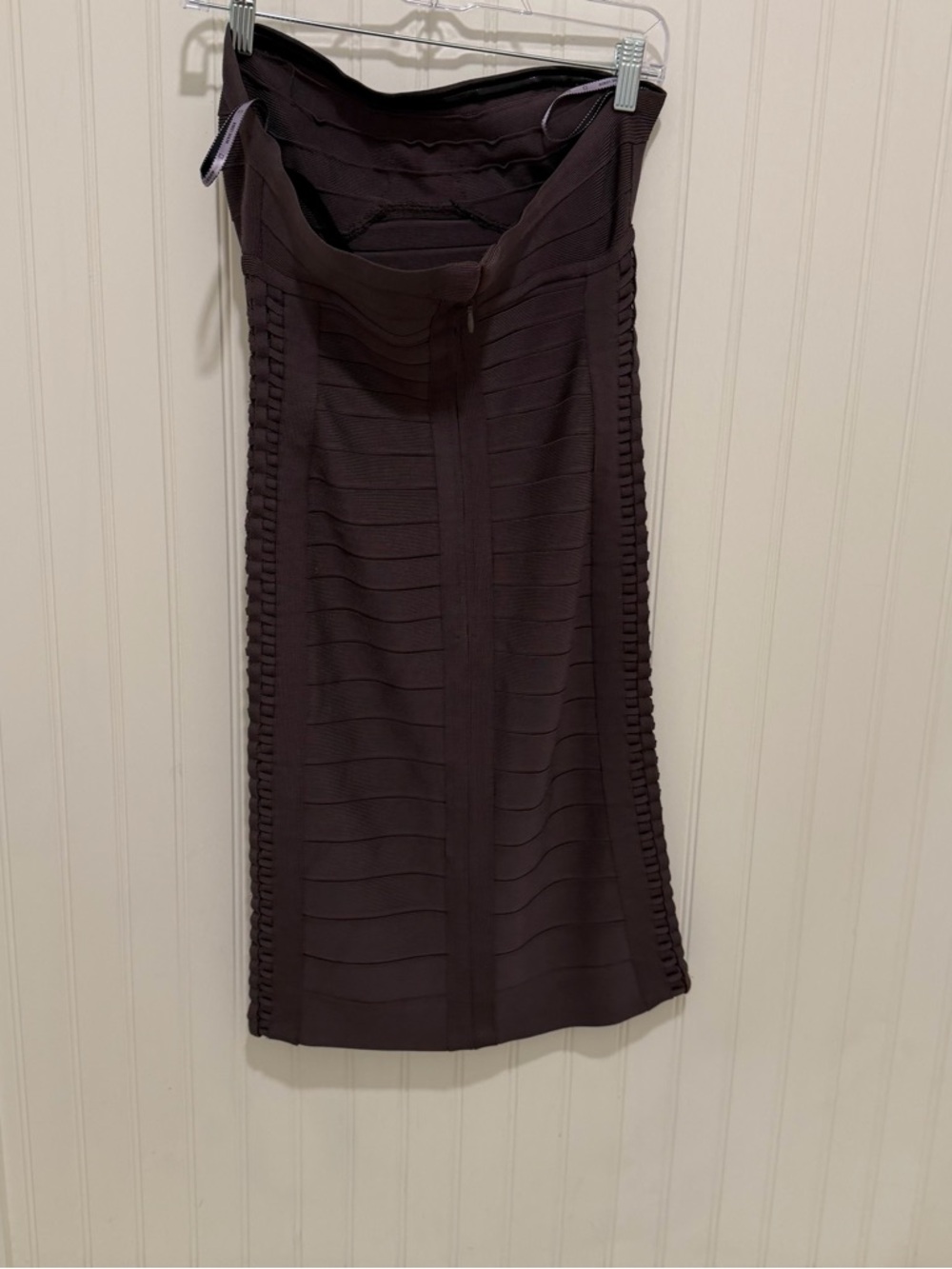 Herve Leger Strapless Bandage Knee Length Dress in Charcoal Gray M - Picture 3 of 6